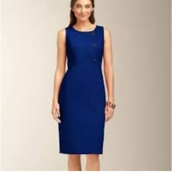Talbots Deep Blue Large Button Accent Career Dress size 10 - Picture 1 of 13